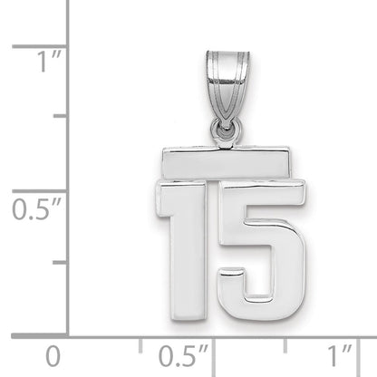 14k Weißgold Kleiner Polierter Charm „Zahl 15“