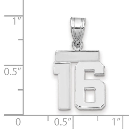 14K Weißgold kleiner polierter Charm „Zahl 16“