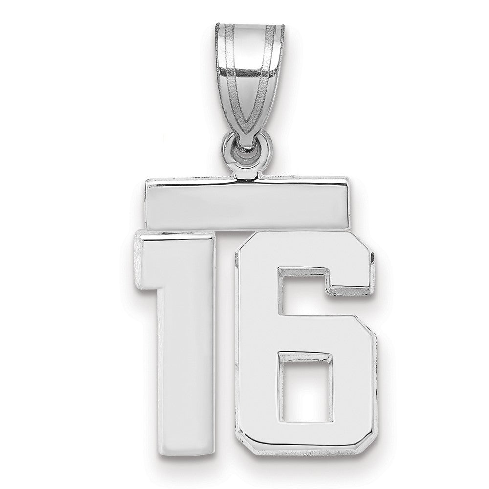 14K Weißgold kleiner polierter Charm „Zahl 16“
