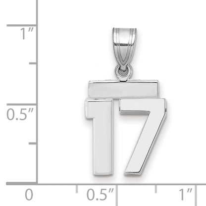 14k Weißgold Kleiner Polierter Charm Zahl 17