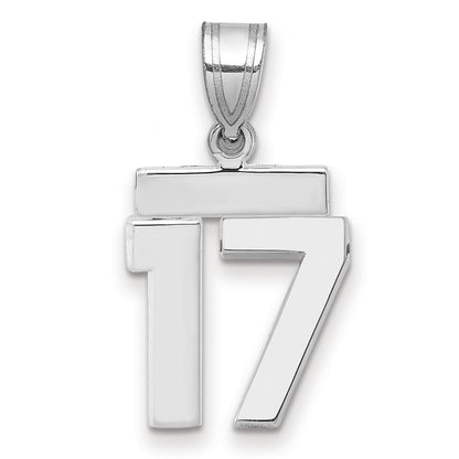 14k Weißgold Kleiner Polierter Charm Zahl 17