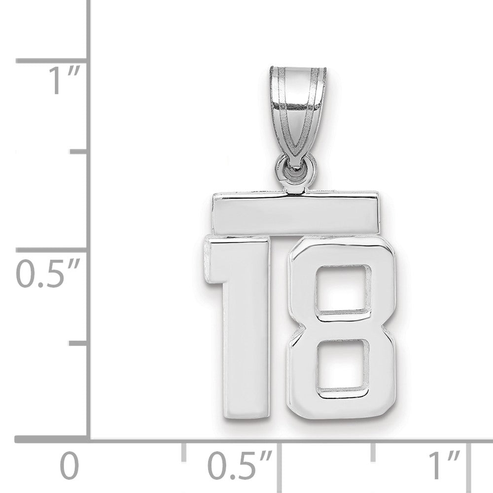 14K Weißgold kleiner polierter Charm „Zahl 18“