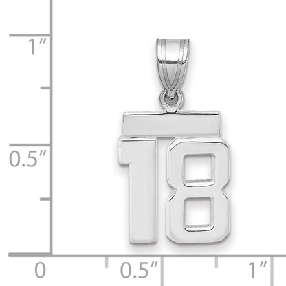 14K Weißgold kleiner polierter Charm „Zahl 18“