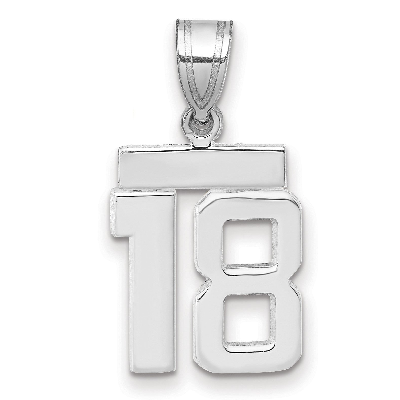 14K Weißgold kleiner polierter Charm „Zahl 18“