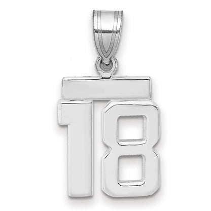 14K Weißgold kleiner polierter Charm „Zahl 18“