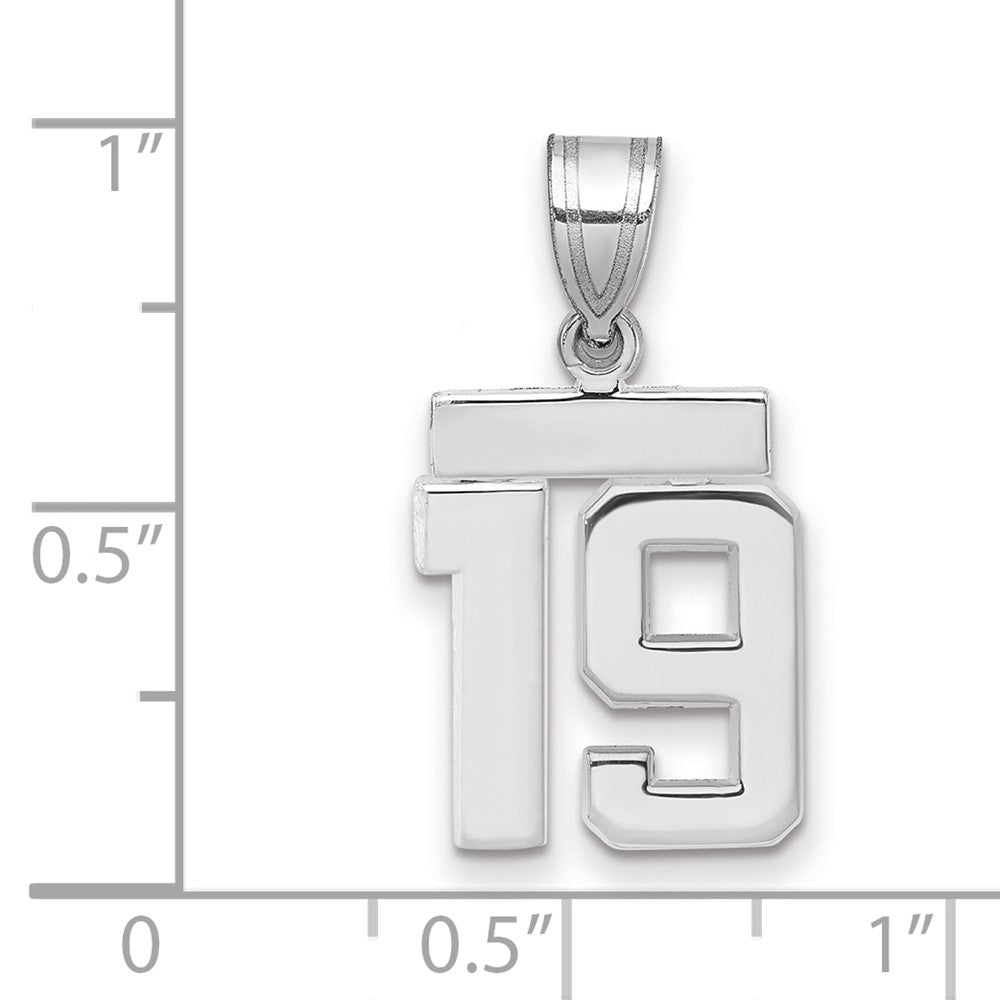 14K Weißgold kleiner polierter Charm „Zahl 19“