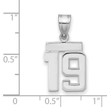 14K Weißgold kleiner polierter Charm „Zahl 19“