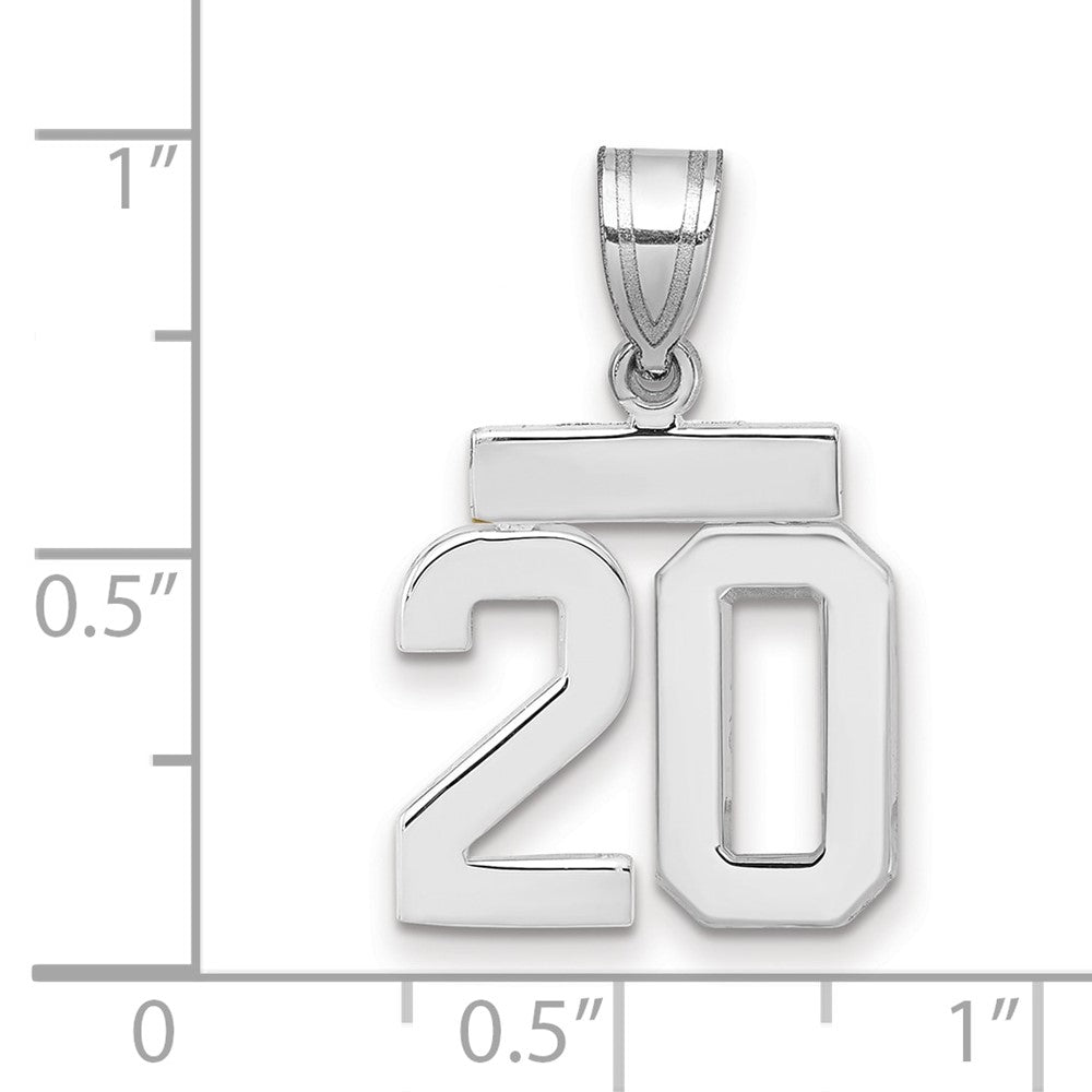 14K Weißgold kleiner polierter Charm „Zahl 20“