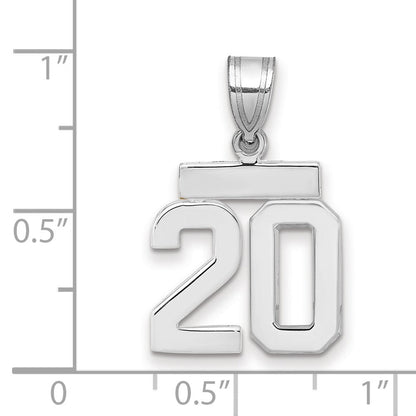 14K Weißgold kleiner polierter Charm „Zahl 20“