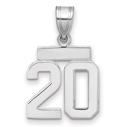 14K Weißgold kleiner polierter Charm „Zahl 20“