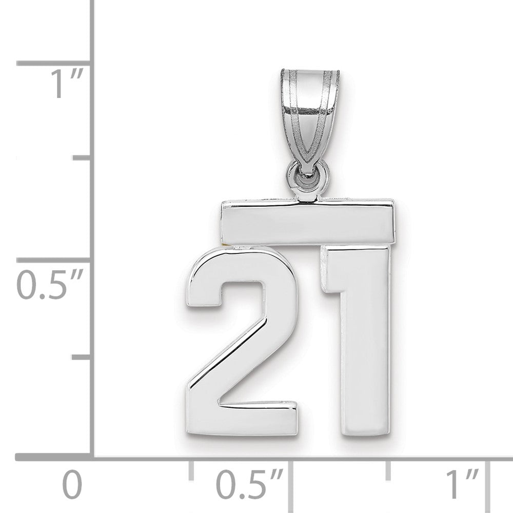 14K Weißgold kleiner polierter Charm „Zahl 21“