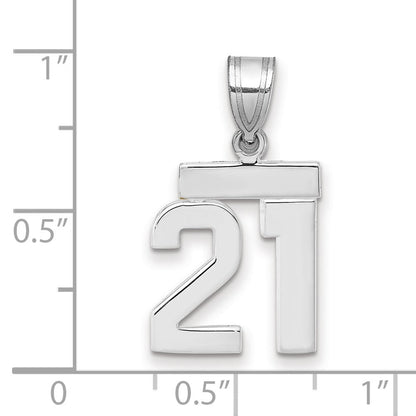 14K Weißgold kleiner polierter Charm „Zahl 21“