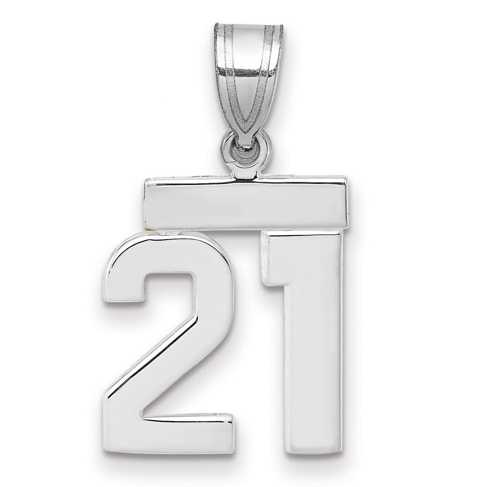14K Weißgold kleiner polierter Charm „Zahl 21“