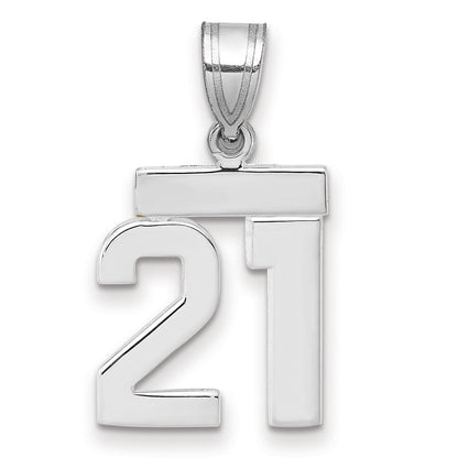 14K Weißgold kleiner polierter Charm „Zahl 21“