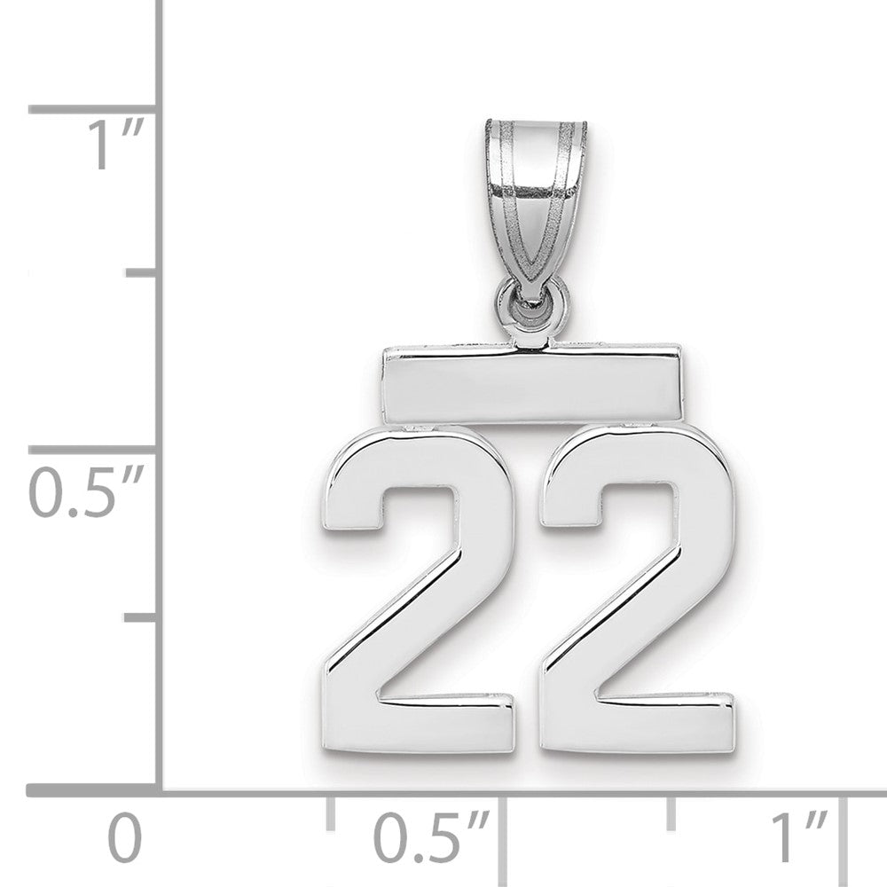 14k Weißgold kleiner polierter Charm „Zahl 22“