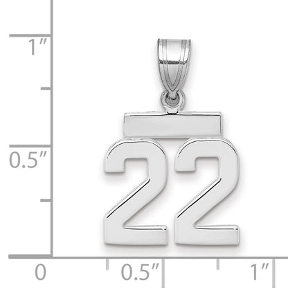 14k Weißgold kleiner polierter Charm „Zahl 22“