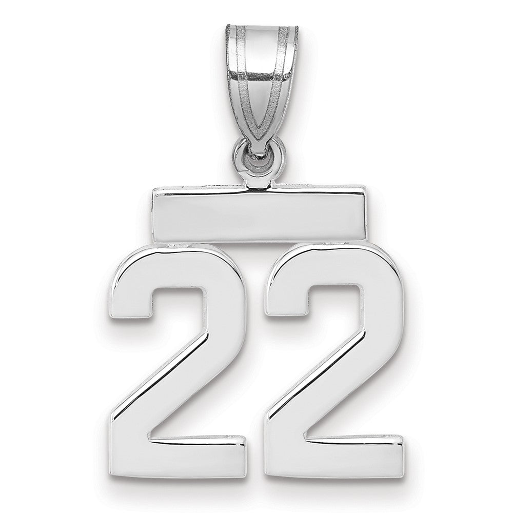 14k Weißgold kleiner polierter Charm „Zahl 22“