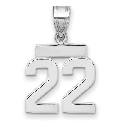 14k Weißgold kleiner polierter Charm „Zahl 22“