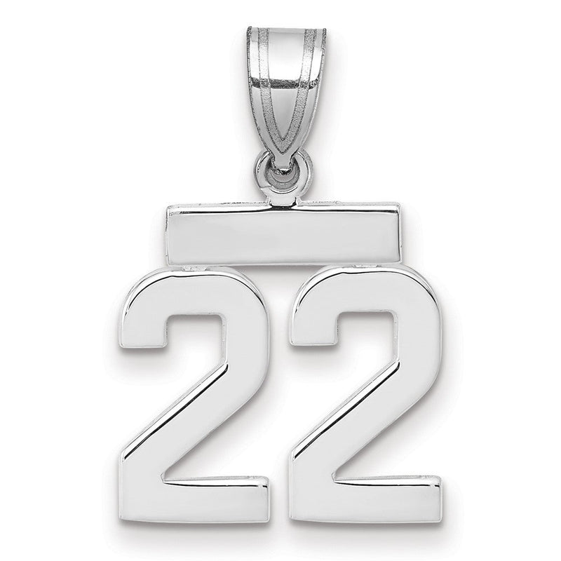 14k Weißgold kleiner polierter Charm „Zahl 22“