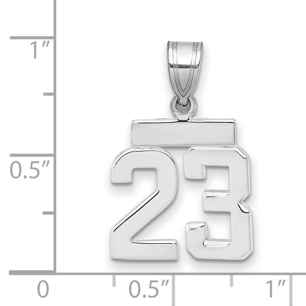 14k Weißgold kleiner polierter Charm „Zahl 23“