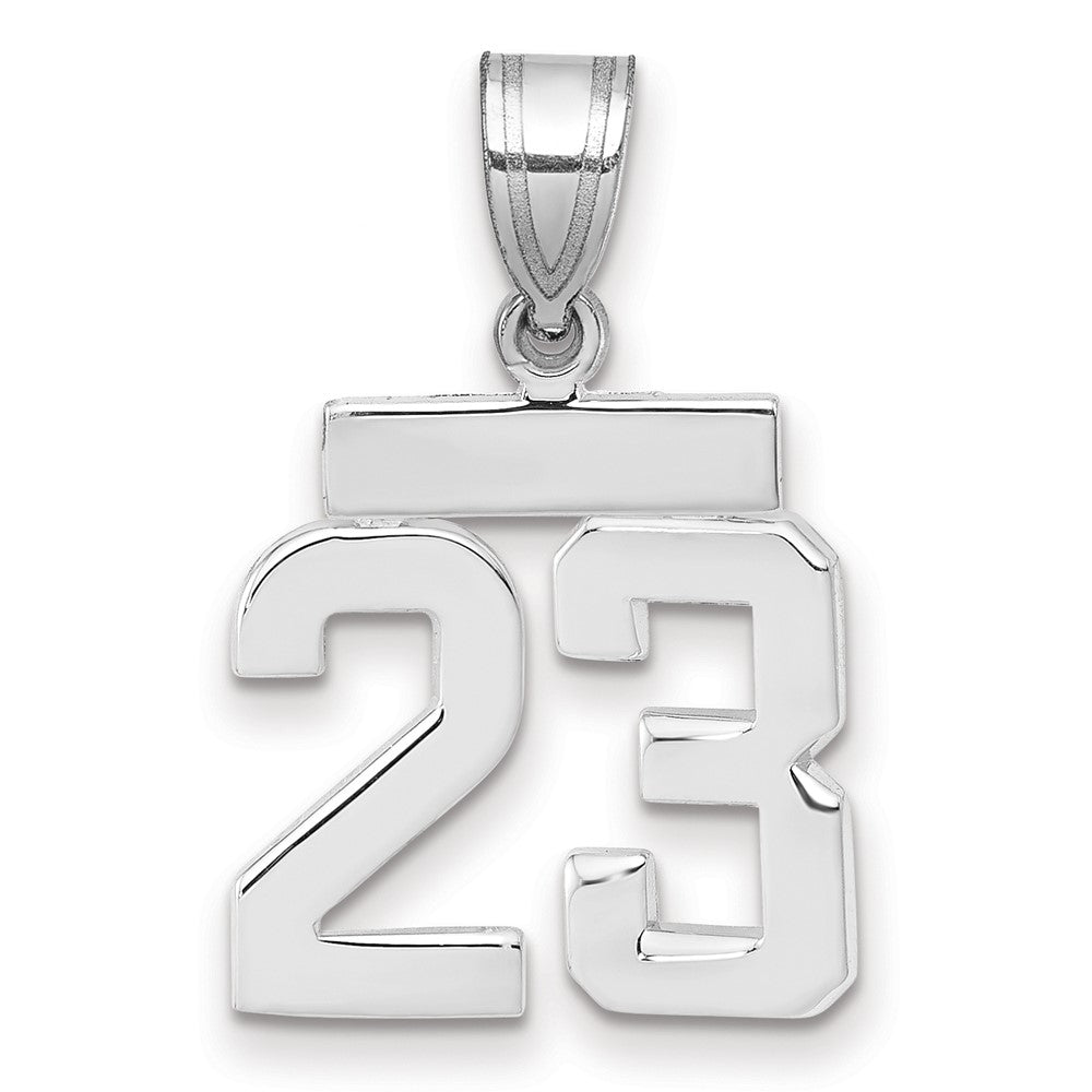 14k Weißgold kleiner polierter Charm „Zahl 23“