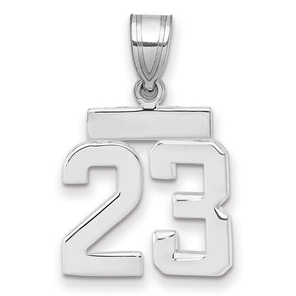 14k Weißgold kleiner polierter Charm „Zahl 23“