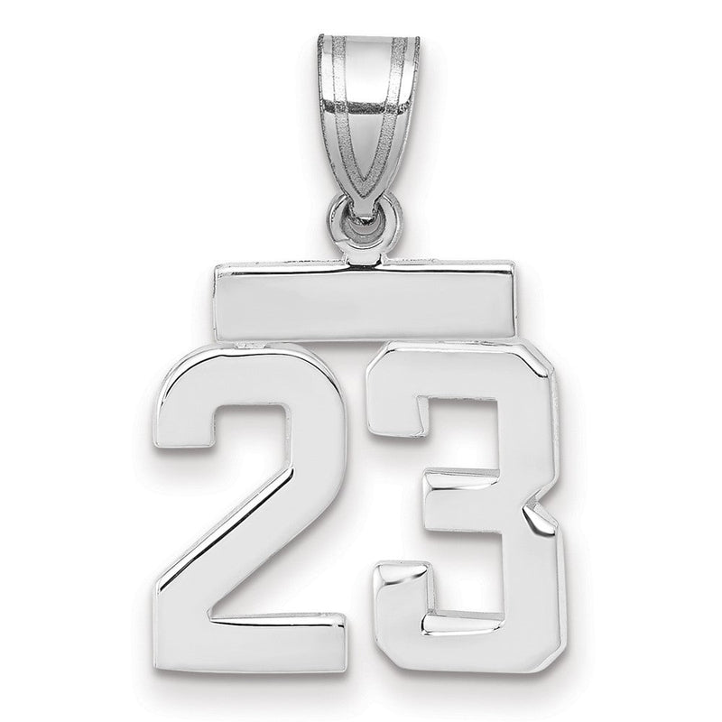 14k Weißgold kleiner polierter Charm „Zahl 23“
