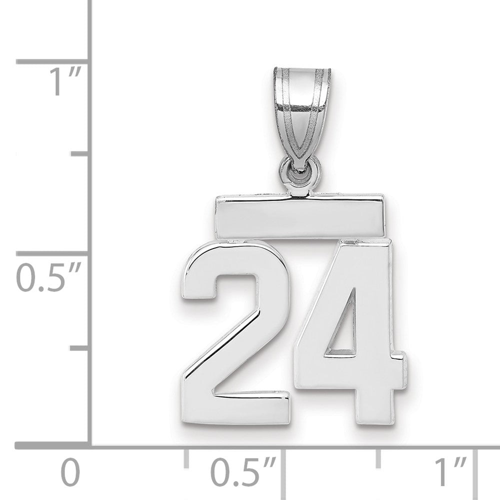 14K Weißgold kleiner polierter Charm „Zahl 24“