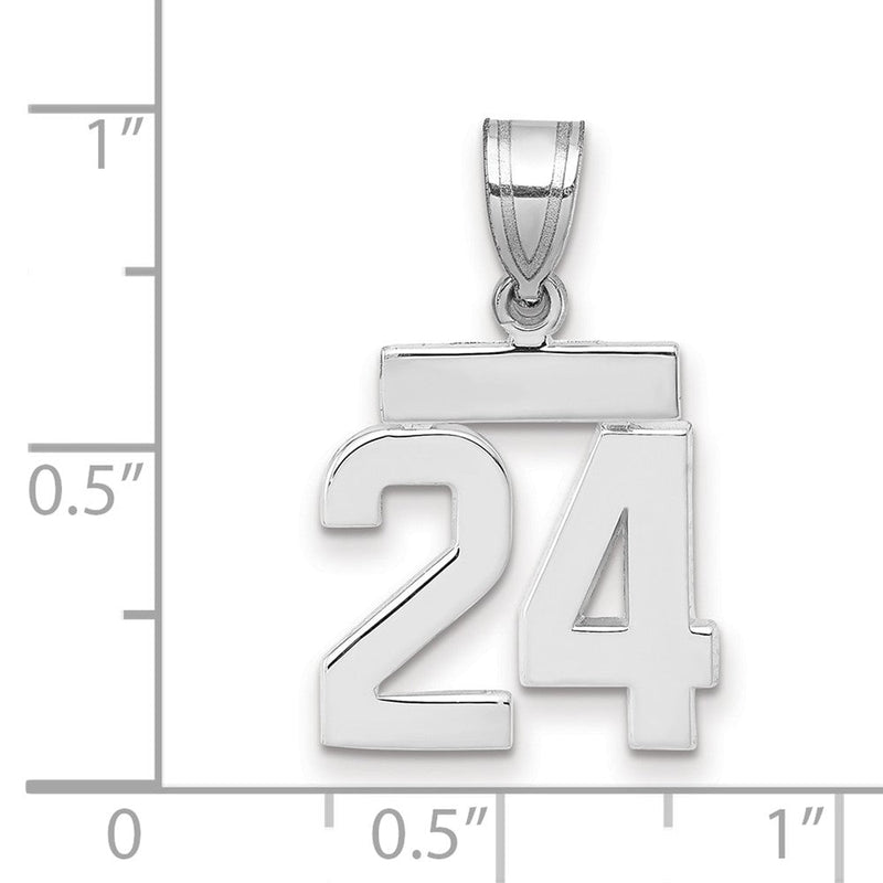 14K Weißgold kleiner polierter Charm „Zahl 24“