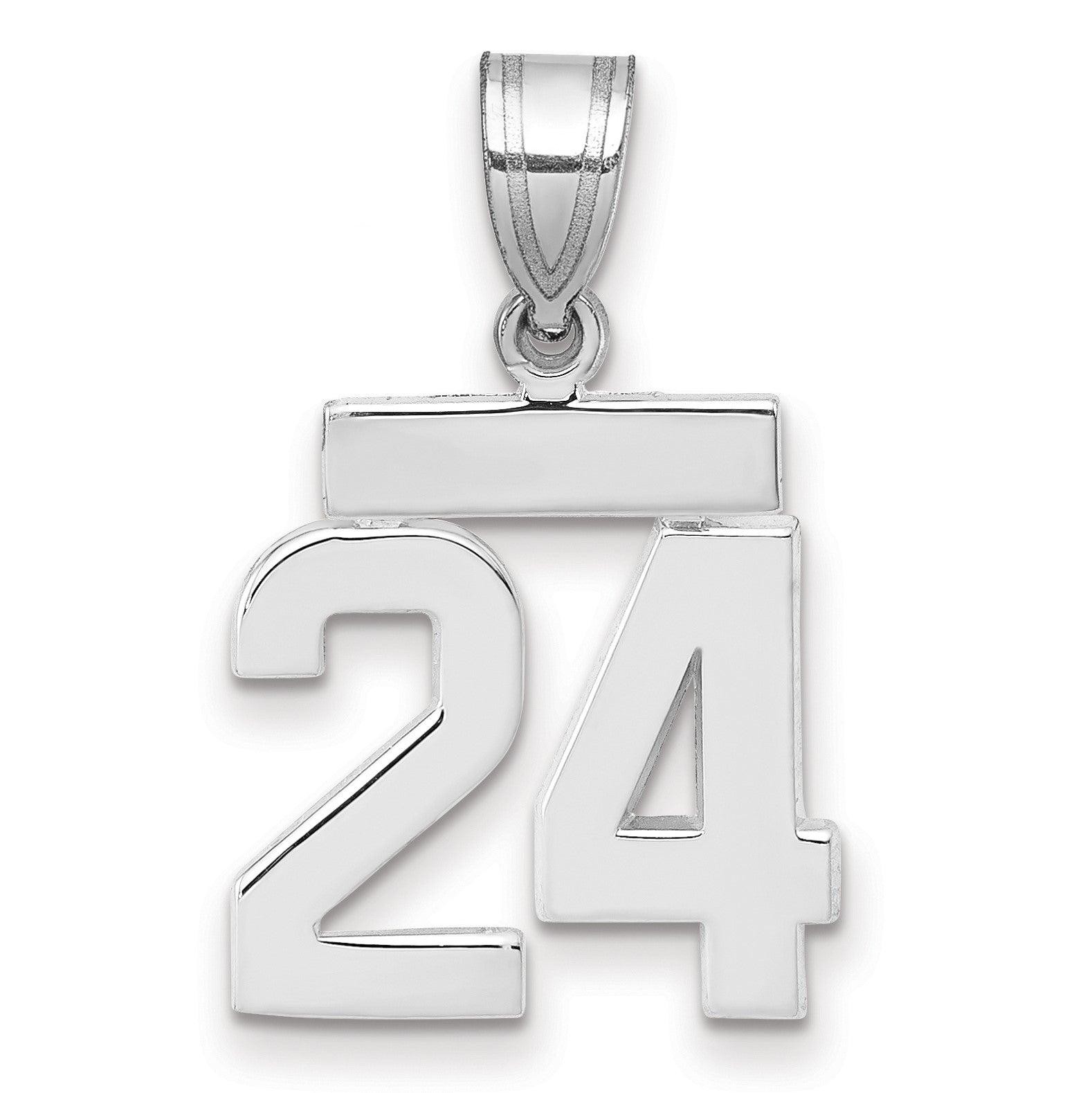 14K Weißgold kleiner polierter Charm „Zahl 24“
