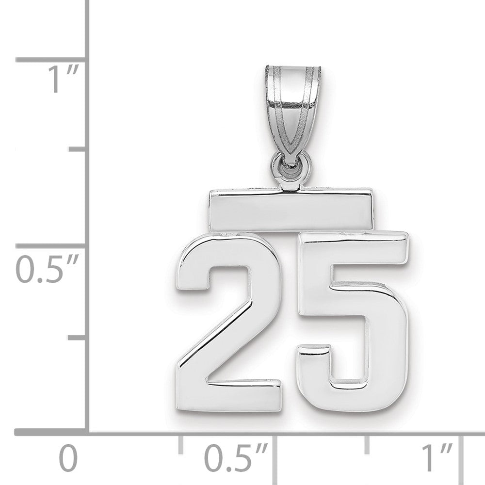 14K Weißgold kleiner polierter Charm Zahl 25