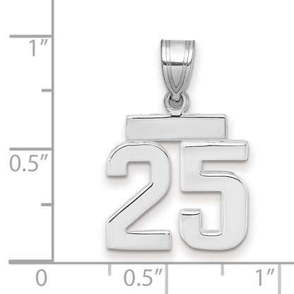 14K Weißgold kleiner polierter Charm Zahl 25