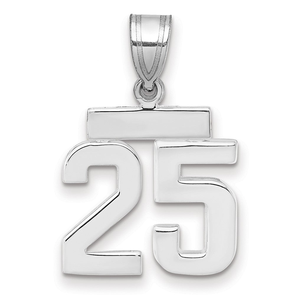 14K Weißgold kleiner polierter Charm Zahl 25