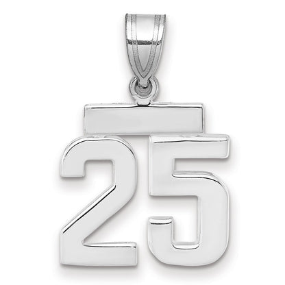 14K Weißgold kleiner polierter Charm Zahl 25
