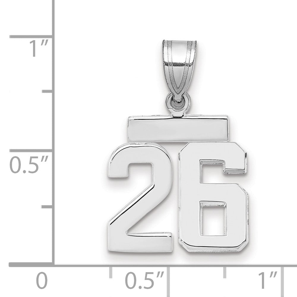 14K Weißgold kleiner polierter Charm Zahl 26