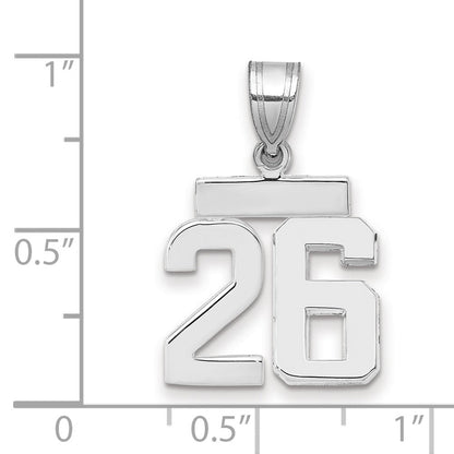 14K Weißgold kleiner polierter Charm Zahl 26
