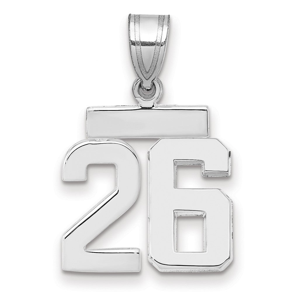 14K Weißgold kleiner polierter Charm Zahl 26
