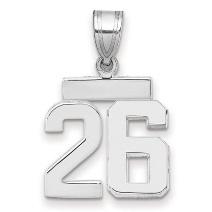 14K Weißgold kleiner polierter Charm Zahl 26