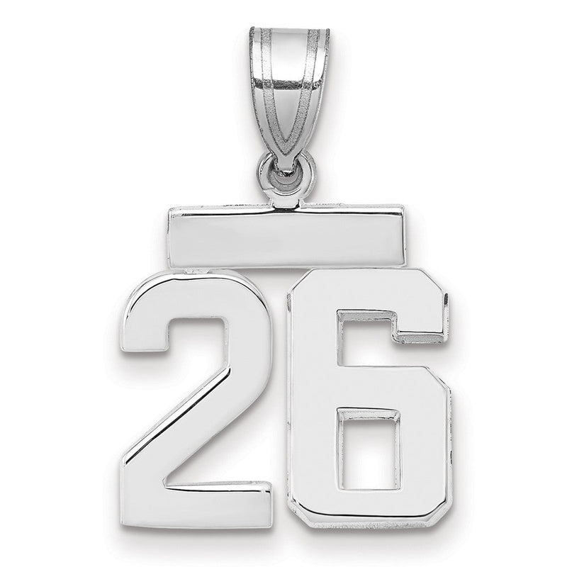 14K Weißgold kleiner polierter Charm Zahl 26
