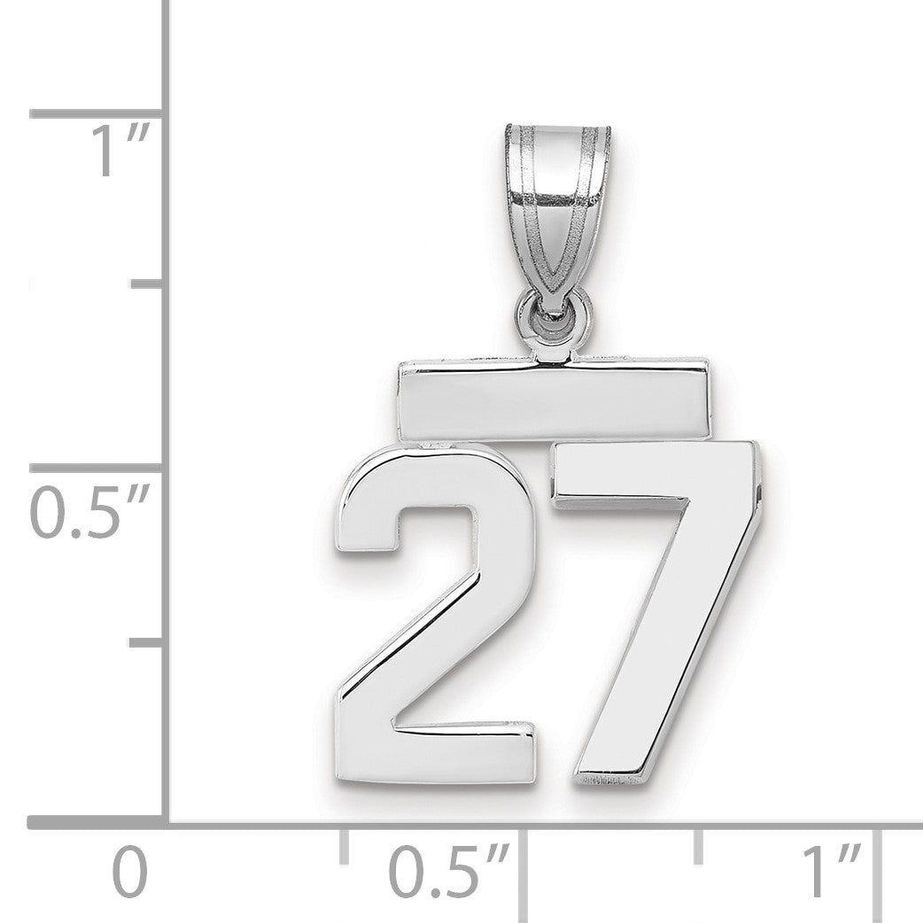14K Weißgold Kleiner Polierter Charm Zahl 27