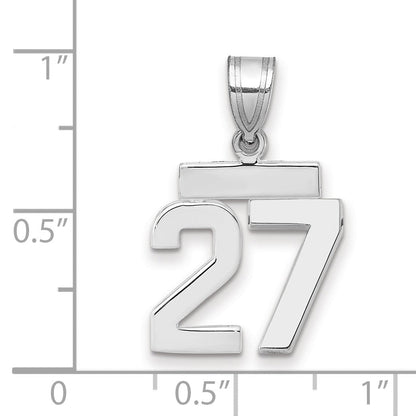 14K Weißgold Kleiner Polierter Charm Zahl 27