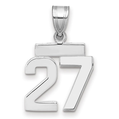 14K Weißgold Kleiner Polierter Charm Zahl 27
