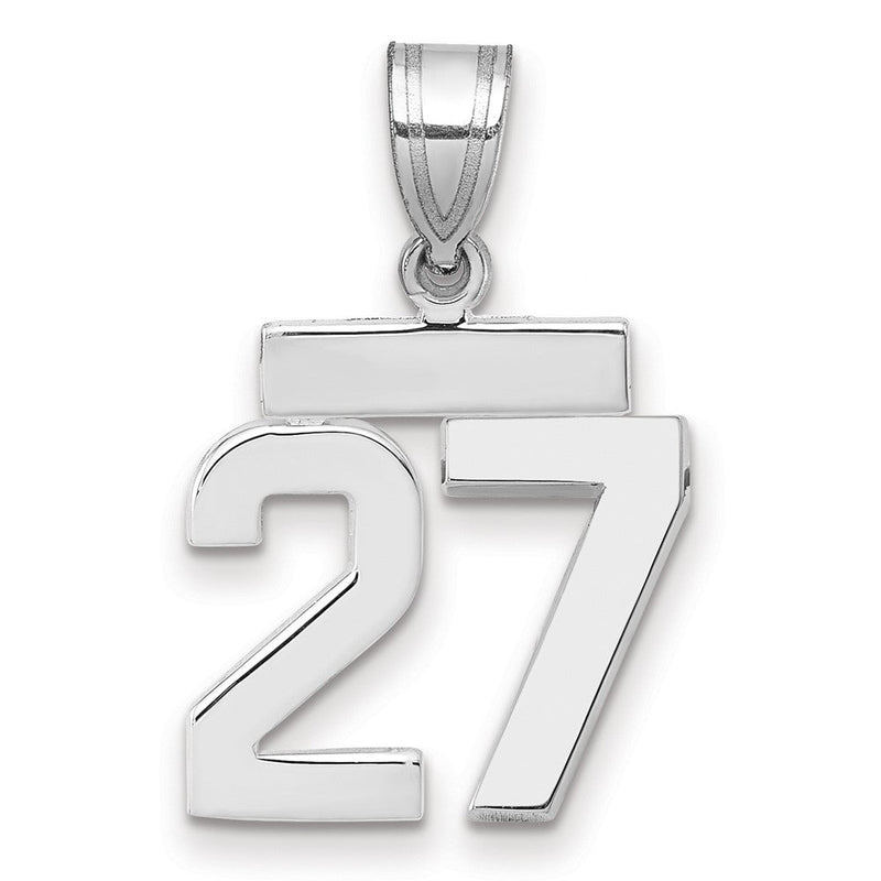 14K Weißgold Kleiner Polierter Charm Zahl 27