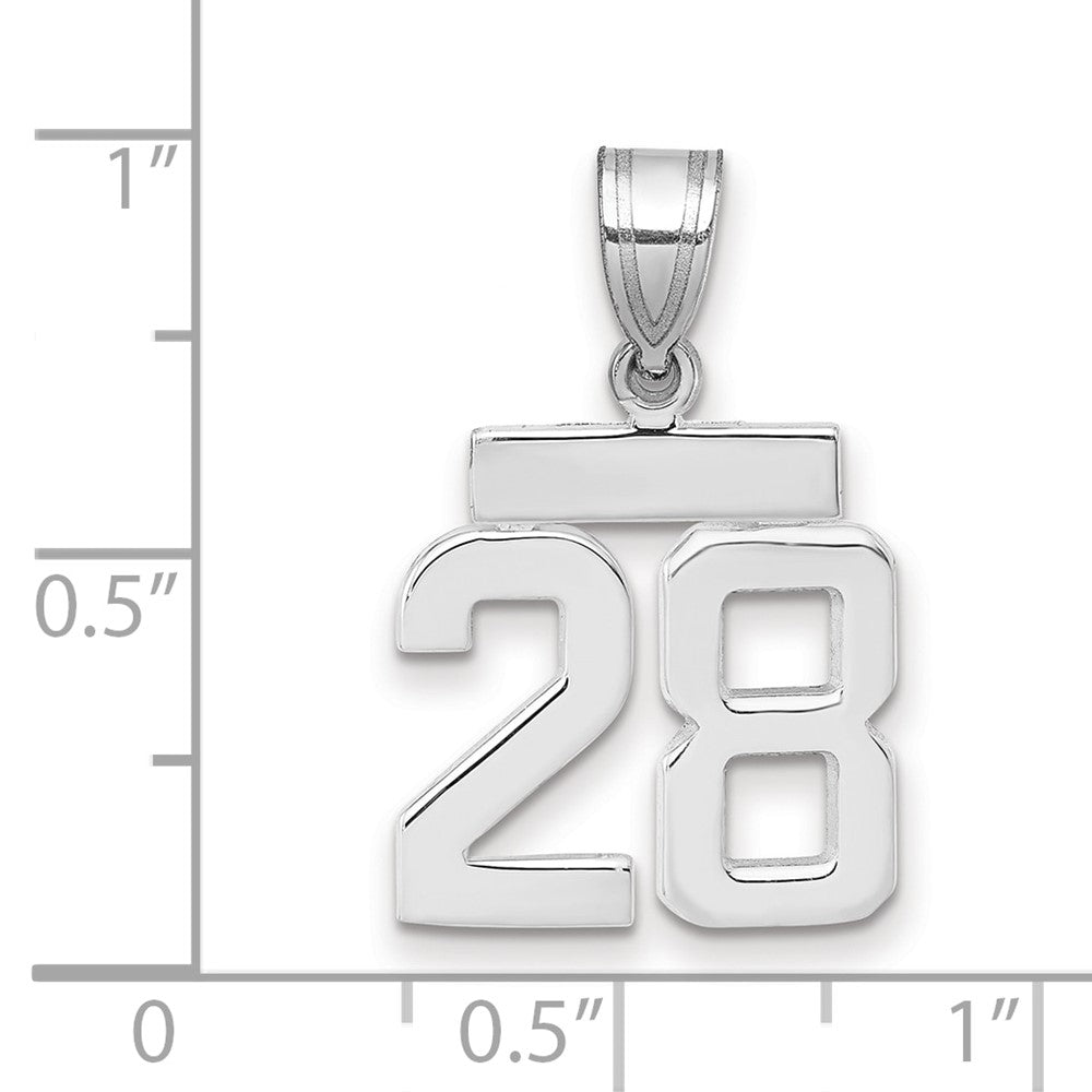 14K Weißgold kleiner polierter Charm Zahl 28