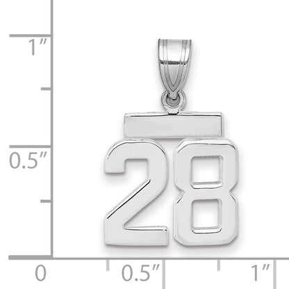14K Weißgold kleiner polierter Charm Zahl 28