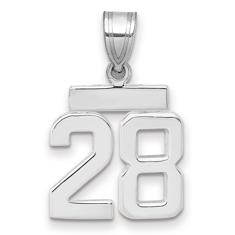 14K Weißgold kleiner polierter Charm Zahl 28