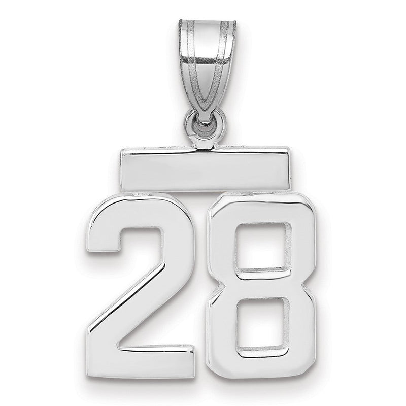 14K Weißgold kleiner polierter Charm Zahl 28