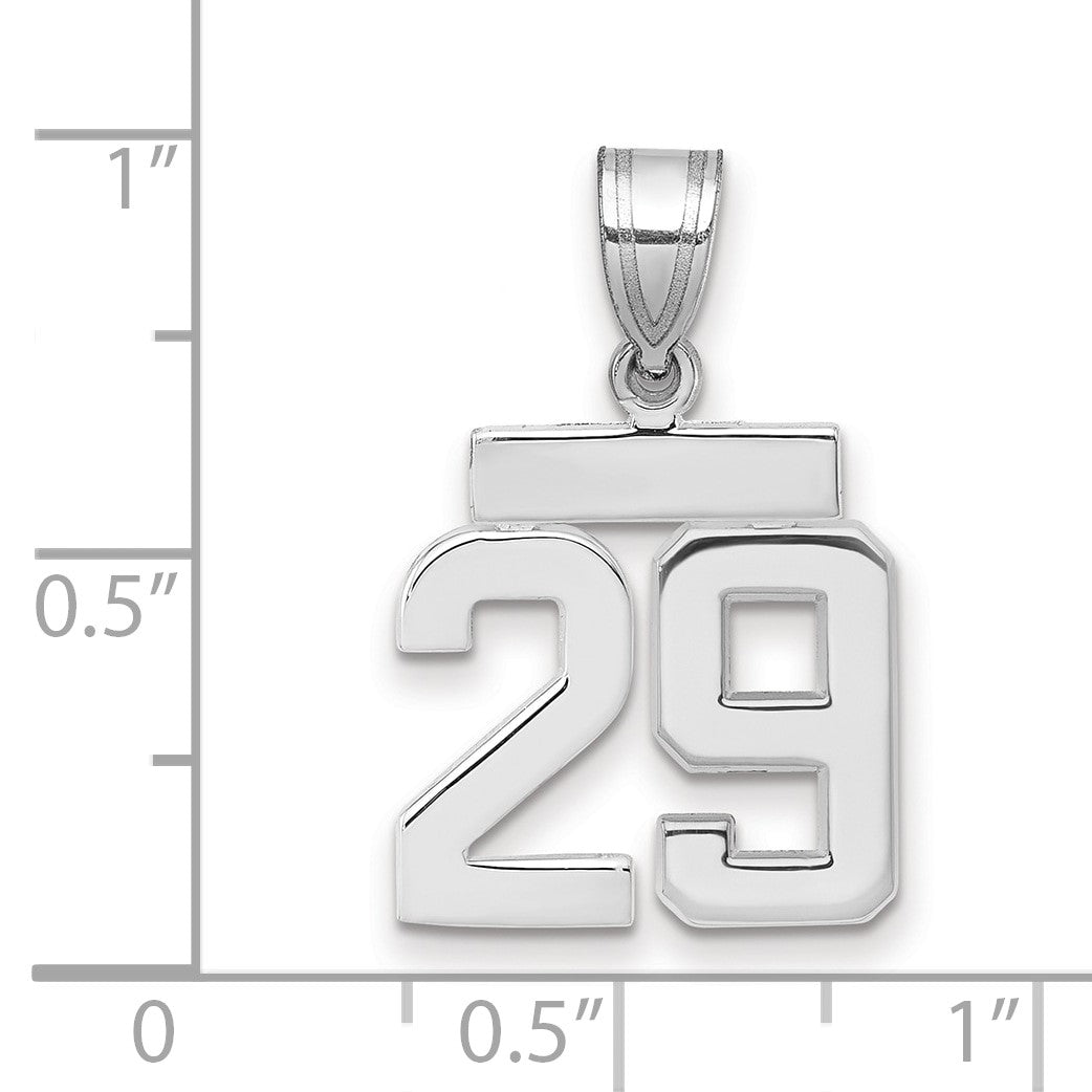 14K Weißgold kleiner polierter Zahlenanhänger "29
