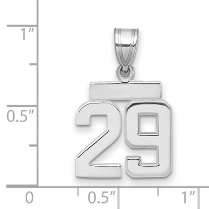 14K Weißgold kleiner polierter Zahlenanhänger "29