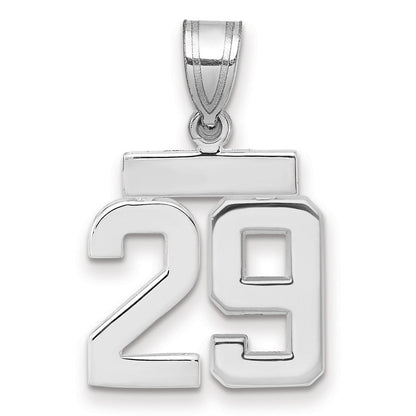 14K Weißgold kleiner polierter Zahlenanhänger "29